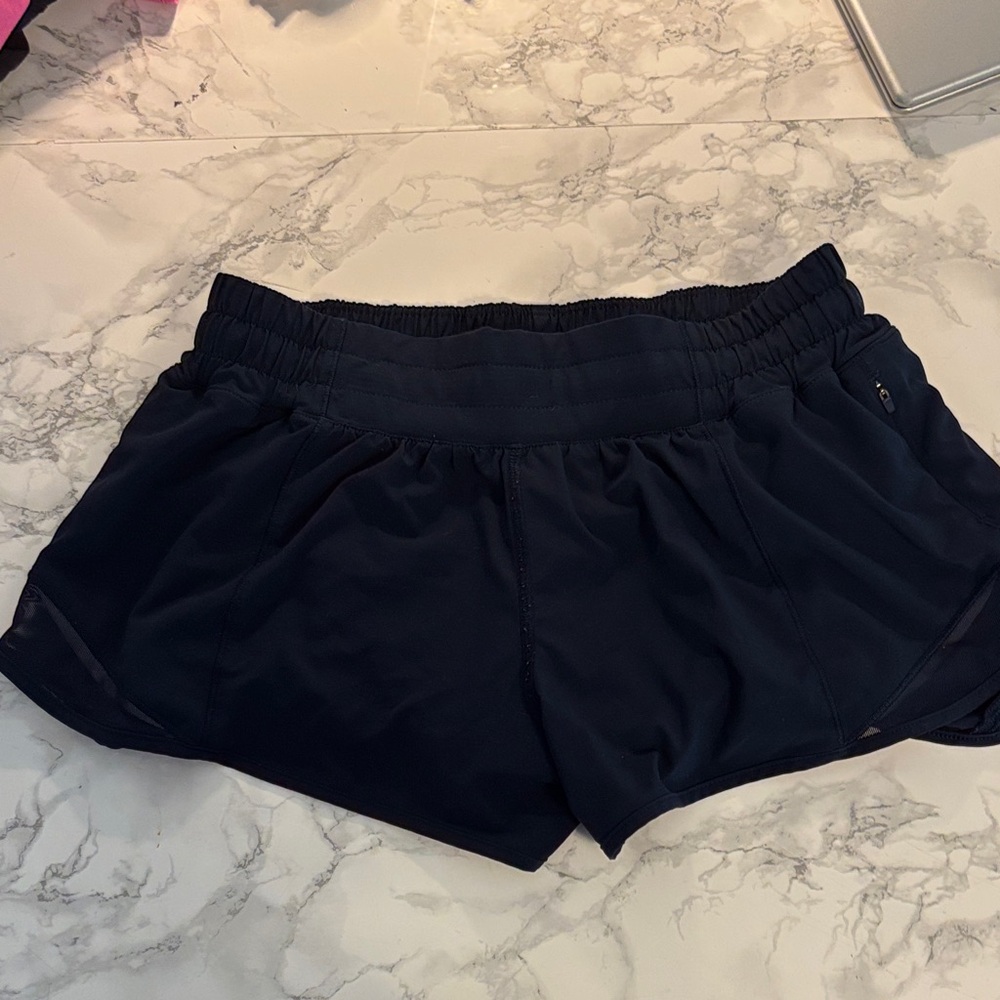 lululemon athletica Navy hotty hot low rise 2.5 inch Performance Running Shorts